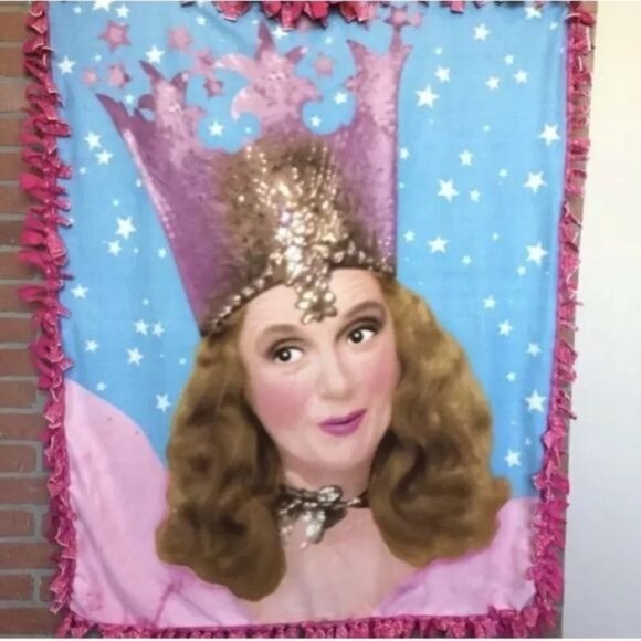Wizard of Oz fleece throw blanket Glinda the Good Witch panel hand tied RARE